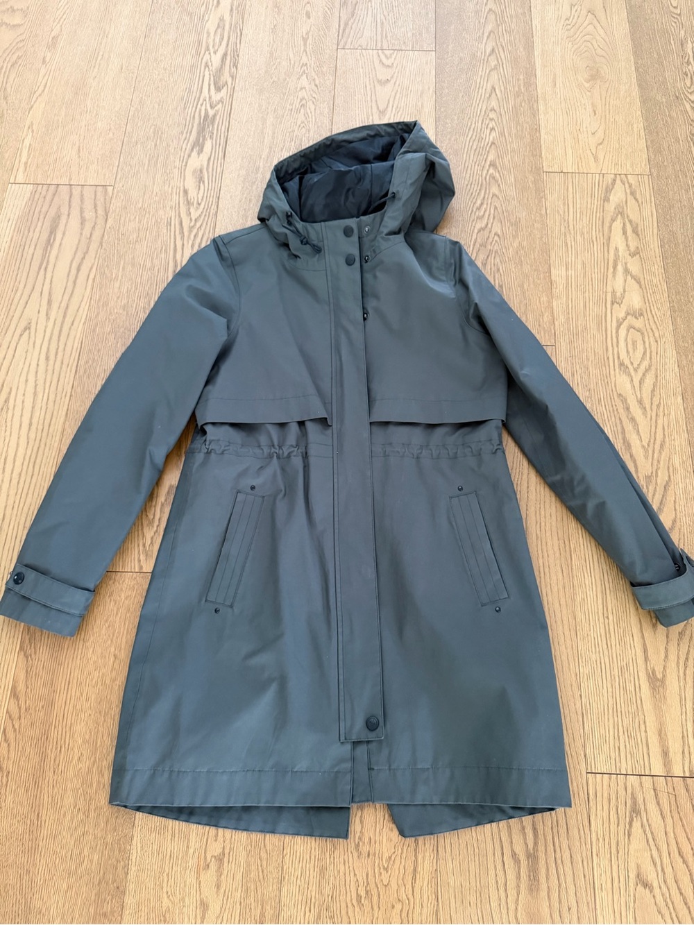 Women's Hooded Rain Coat - Dark Khaki Green